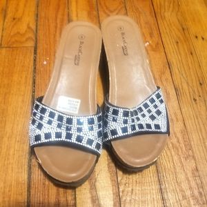 Wedges black/silver sparkes sandals